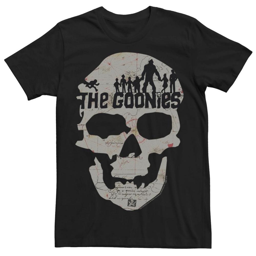 New - Black 'The Goonies' Skull Map T-Shirt